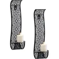 Elegant Wandkandelaar - Set van 2 - Zwart - Kaarshouder - Kaars - Kandelaar - Wanddecoratie - Woonkamer - Slaapkamer -
