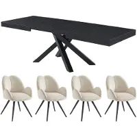 Vente-unique Set tafel CATONAV + 4 stoelen GULSUN - Zwart en beige