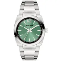 s.Oliver Analoog horloge 'Modern & Zeitlos' groen / zilver