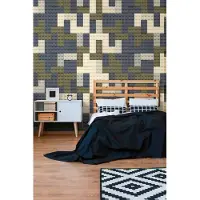 A.S. Création BOUWSTENEN FOTOBEHANG | Camouflage - Beige Blauw Groen - Lilly & Luis