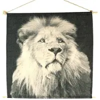 HBX natural living Wanddecoratie Doek Leeuw 70x70x1.2cm Zwart-grijs zwart-grijs Linnen HBX natural