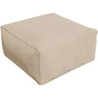 Vente-unique Poef van beige ribfluweel NOUMARA