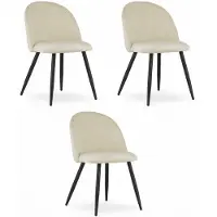 Leobert Chaise - - Bello - Fluweel, beige/zwarte poten - Set van 3