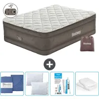 OEM luchtbed - 2-Persoons - 152 x 203 x 51 cm - Bruin - Inclusief pomp - Hoeslaken - Kussen - Kussenbeschermer en Reparatieset