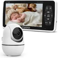 Lovinoo Babyfoon - Babyfoon met Camera – Baby Monitor - Op Afstand Bestuurbaar - Uitbreidbaar Tot 4 Camera's - Temperatuursensor - Terugspreekfunctie - Video & Audio - 5.0 Inch Scherm