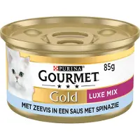 Gourmet Gold Kattenvoer Nat Luxe Mix Zeevis - Spinazie 85 gr