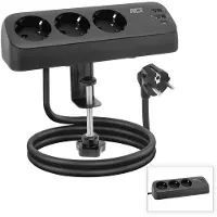 ACT AC2480 Bureau Stekkerdoos 3-voudig 1,5 meter 3x Usb 30W Zwart