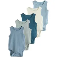 Next Rompertje/body smoky blue / duifblauw / petrol / mintgroen / wolwit