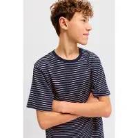 Jack & Jones JUNIOR gestreepte T-shirt donkerblauw Jongens Katoen Ronde hals - maat 128