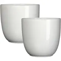 Mica Decorations Bloempot/plantenpot - 2x - wit - keramiek - D19 cm x H18