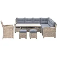 Garden Impressions Alaska lounge dining set 6-delig rechts - vintage willow - light teak vironwood