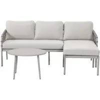 Novi Bente loungeset 3-delig chaise longue - zand