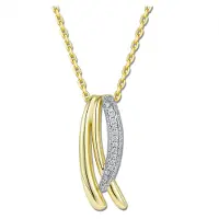 New Bling 9NB-1654 – Zilveren ketting met hanger – Met zirkonia – Goudkleurig – 925 zilver – 40+5 cm
