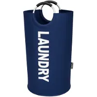 BOTC Wasmand - Waszak - Laundry basket - Wassorteerder - 38x63 cm - waszak vouwbaar - draagbaar wasbox - Donkerblauw