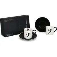 Agifty Music Gifts - Espresso kopjes, bassleutel (set van 2)