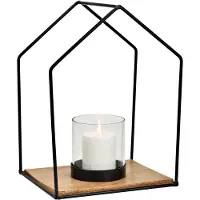 Wurm Lantaarnhuis van metaal & glas – Zwart | 26 × 34 × 20 cm