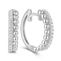 New Bling 9NB-1741 – Zilveren oorringen bolletjes en zirkonia – Zilverkleurig – 925 zilver