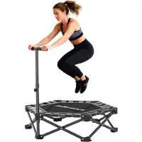 SPORTNOW Fitness Trampoline-Staal, Kunststof-104L x 104B x 114H cm-Zwart