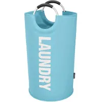 BOTC Wasmand - Waszak - Laundry basket - Wassorteerder 82 liter - 38x72 cm - waszak vouwbaar - draagbaar wasbox - Blauw