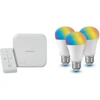 Livarno Smart home verlichtingset - Zigbee 3.0 - Google assistant incl. gateway - afstandbediening - multi kleur 3 lampen E27