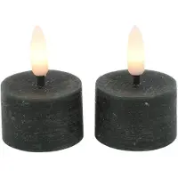 Countryfield LED theelicht rustiek groen 4cm set van 2 decoratief.