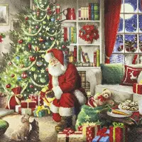 Home Fashion Kerst Servetten - 40 stuks - Servetten met kerstman - 3 laags
