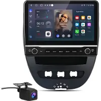 Junsun 10.1" Autoradio geschikt voor Peugeot 107, Toyota Aygo, Citroën C1 (2005-2014) Met camera - Draadloos CarPlay, Android Auto, GPS Navi, WIFI, BT, SWC, FM, 2GB+64GB, Android 15