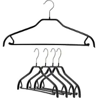 Mawa [Set van 5] 41F - dunne ruimtebesparende metalen kledinghangers met zwarte anti-slip coating voor o.a. blouses, jurkjes en shirts