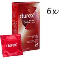 Durex Condooms – Thin Feel Ultra (Extra Dun) - 60 Stuks (6 x 10st) – Discreet en Stevig Verpakt