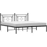 vidaXL Bedframe met hoofdbord metaal zwart 183x213 cm