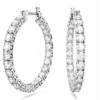 Swarovski Matrix oorsieraden 5689692 | oorringen zilver met heldere ronde stenen en gerhodineerd metaal, luxe sieraden