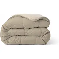 Zelesta Comfort Duo Dekbed zonder overtrek - Wasbaar Hoesloos dekbed - Met vaste overtrek - 2 in 1 - Taupe & Champagne - 200x200cm