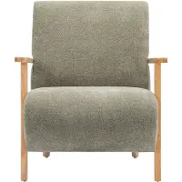 Vente-unique Fauteuil van groene stof en hout JULOMO