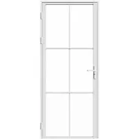 Vente-unique Omkeerbare deur van aluminium en gehard glas - H204 x B73 cm - Wit - SEROTO