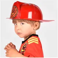 Den Goda Fen brandweerhelm speelgoed verstelbaar 28 cm rood.