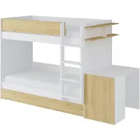 Vente-unique Stapelbed hout natuurlijk licht, wit 90 x 190 cm