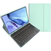 Mobigear Tablethoes geschikt voor Samsung Galaxy Tab S9 FE Hoes | Keys QWERTY Bluetooth Toetsenbord Bookcase + Stylus Houder - Groen
