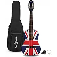 Gear4Music Junior 1/2 Classical Guitar Pack Union Jack by