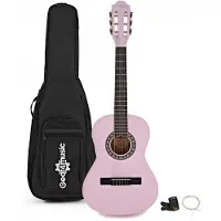 Gear4Music Junior 1/2 Classical Guitar Pack Pink by