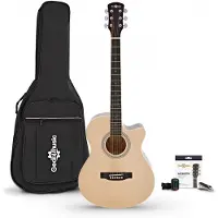 Gear4Music Single Cutaway Acoustic Guitar & Accessory Pack by Natural