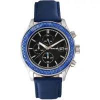 Breed Maverick chronograaf horloge met leren band en datum