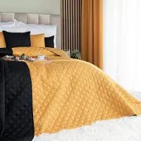 Markizeta Decoratieve Sprei 170x210 cm Mosterd Geel Visgraat