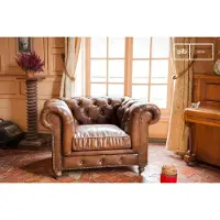 PIB Chesterfield fauteuil van reekalf leder Saint Paul