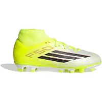Adidas F50 Club Mid Gras / Voetbalschoenen (MG) Kids Neongeel Zwart Rood