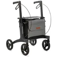 Rollz Air Carbon Rollator – Ultralicht 4,9 kg | Regular | Geschikt voor lichaamslengte 160–195 cm - Inclusief Rugsteun Coal Black