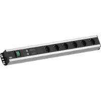 Bachmann stekkerdoos 6x geaard contact, volledige apparaatbeveiliging, met schakelaar, 2 m