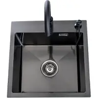 Lendo Online Spoelbak 44x44 cm Zwart met Kraan & Dispenser