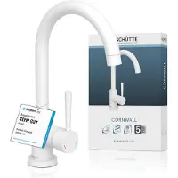 Schutte CORNWALL Design Keukenkraan - Mengkraan - Hoge, Draaibare Ronde Uitloop - Zijdelingse Greep - Wit Mat