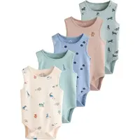 Next Rompertje/body lichtbeige / royal blue/koningsblauw / brokaat / pastelgroen