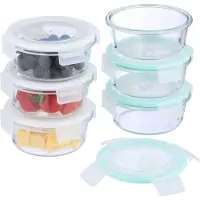 Relaxdays 4052025862565, Container, Rond, 0,4 liter, Transparant, Glas, Siliconen, Polypropyleen (PP), Polypropyleen (PP)